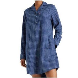 Levis Womens Blue Polka Dot Long Sleeve Pajama Shirt Pocket Buttons Size L Cozy